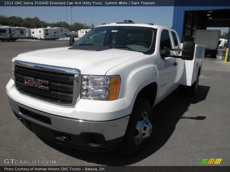 Summit White / Dark Titanium 2013 GMC Sierra 3500HD Extended Cab 4x4 Utility Truck