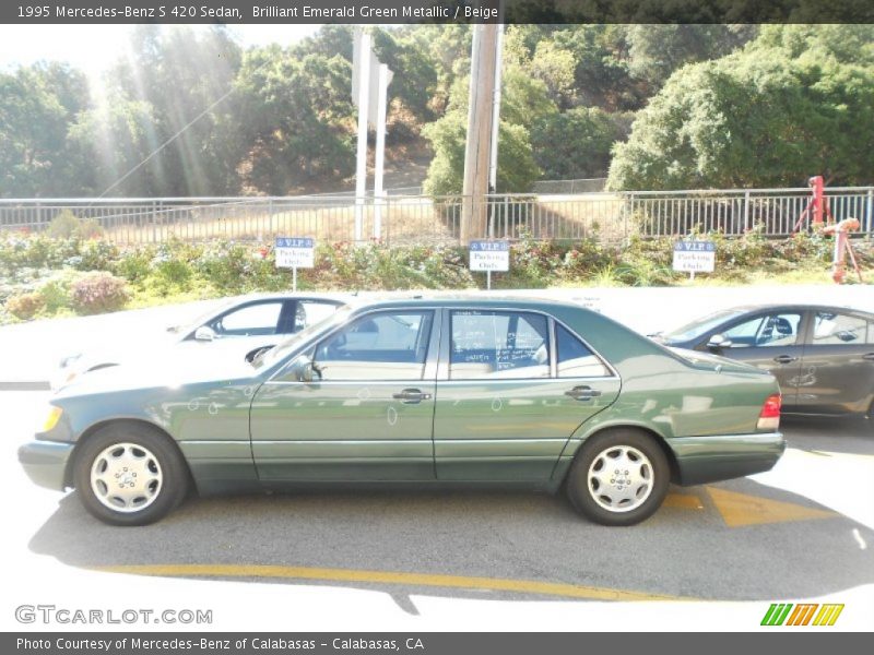 Brilliant Emerald Green Metallic / Beige 1995 Mercedes-Benz S 420 Sedan