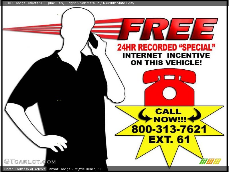 Bright Silver Metallic / Medium Slate Gray 2007 Dodge Dakota SLT Quad Cab