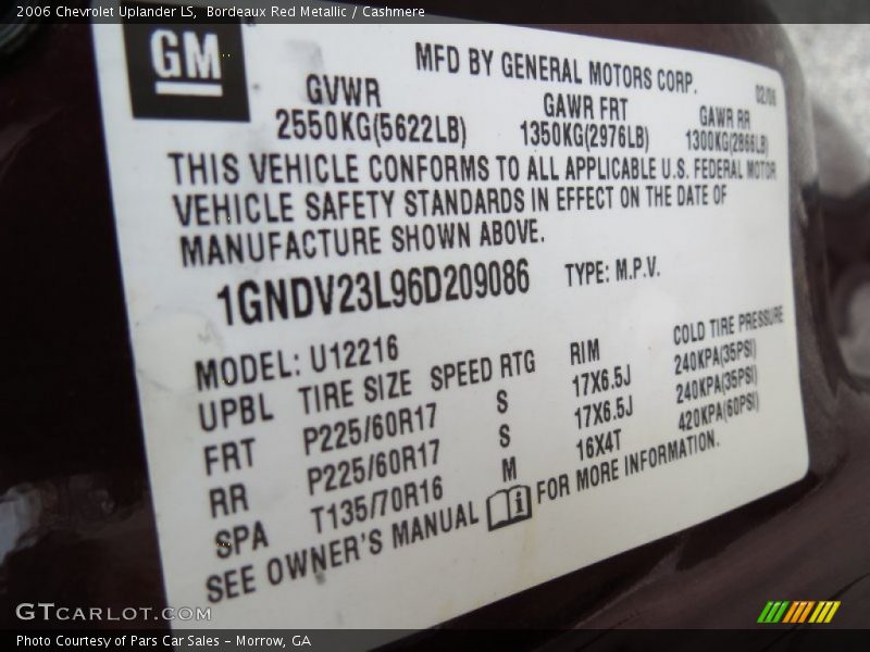 Bordeaux Red Metallic / Cashmere 2006 Chevrolet Uplander LS