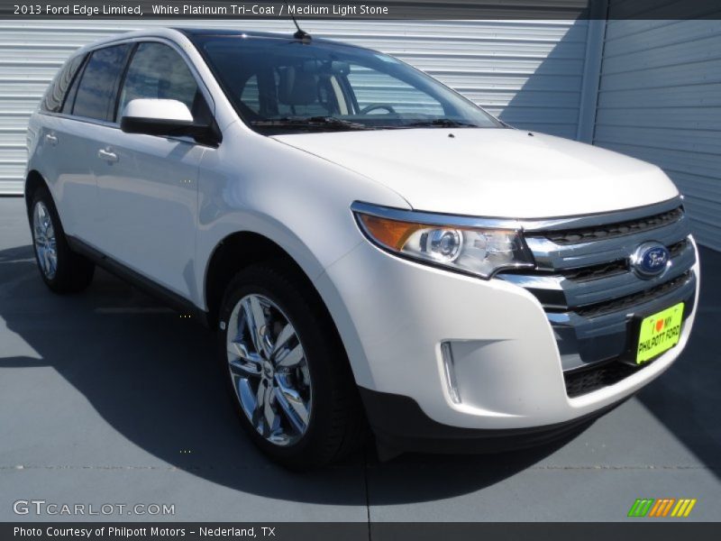 White Platinum Tri-Coat / Medium Light Stone 2013 Ford Edge Limited