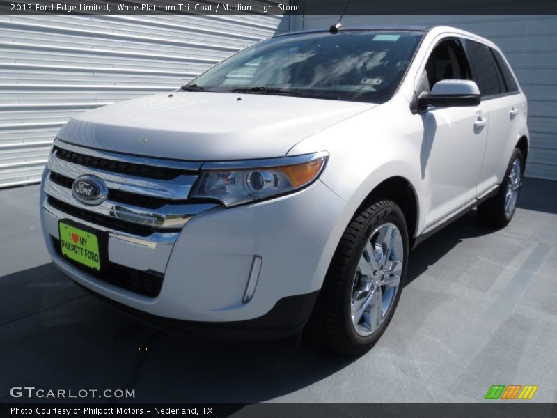 White Platinum Tri-Coat / Medium Light Stone 2013 Ford Edge Limited