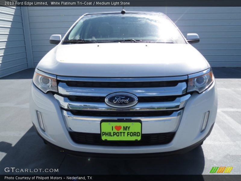 White Platinum Tri-Coat / Medium Light Stone 2013 Ford Edge Limited