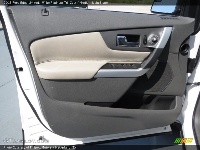 White Platinum Tri-Coat / Medium Light Stone 2013 Ford Edge Limited