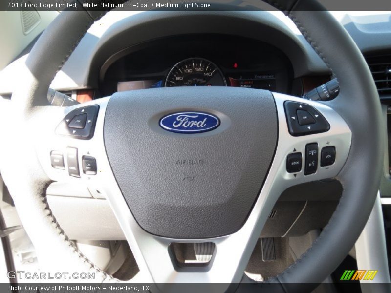 White Platinum Tri-Coat / Medium Light Stone 2013 Ford Edge Limited