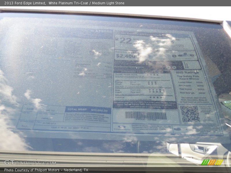 White Platinum Tri-Coat / Medium Light Stone 2013 Ford Edge Limited