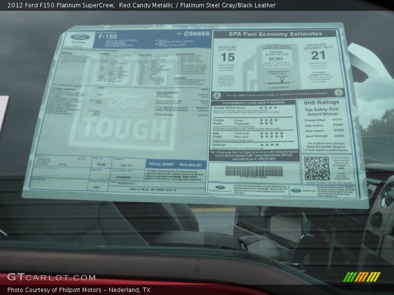 Red Candy Metallic / Platinum Steel Gray/Black Leather 2012 Ford F150 Platinum SuperCrew