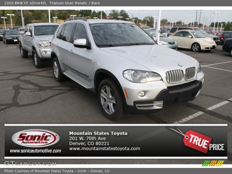 Titanium Silver Metallic / Black 2009 BMW X5 xDrive48i