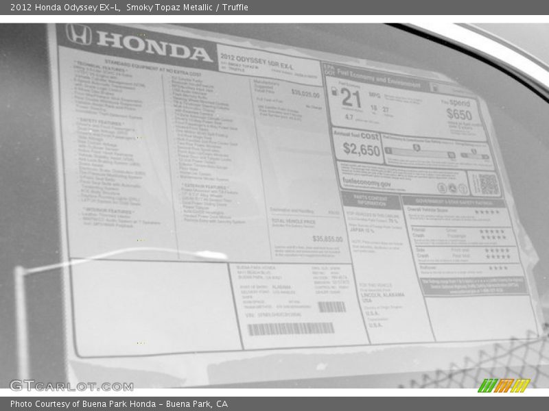 Smoky Topaz Metallic / Truffle 2012 Honda Odyssey EX-L