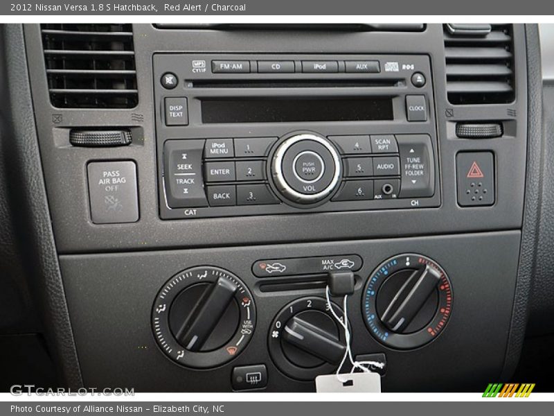 Red Alert / Charcoal 2012 Nissan Versa 1.8 S Hatchback