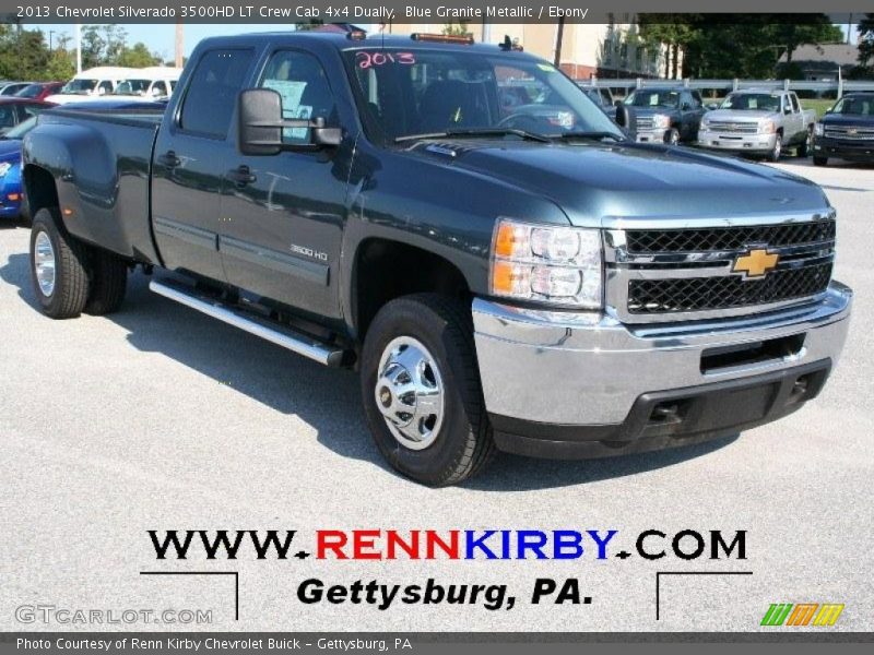 Blue Granite Metallic / Ebony 2013 Chevrolet Silverado 3500HD LT Crew Cab 4x4 Dually