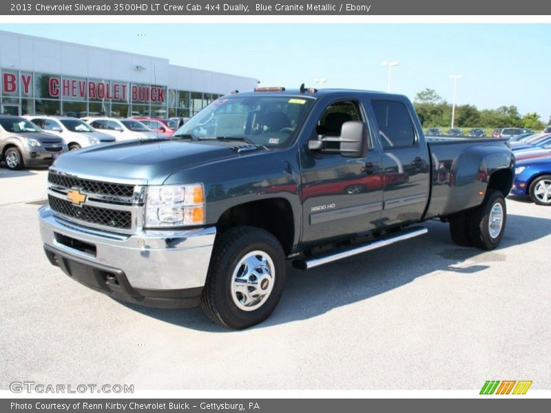 Blue Granite Metallic / Ebony 2013 Chevrolet Silverado 3500HD LT Crew Cab 4x4 Dually