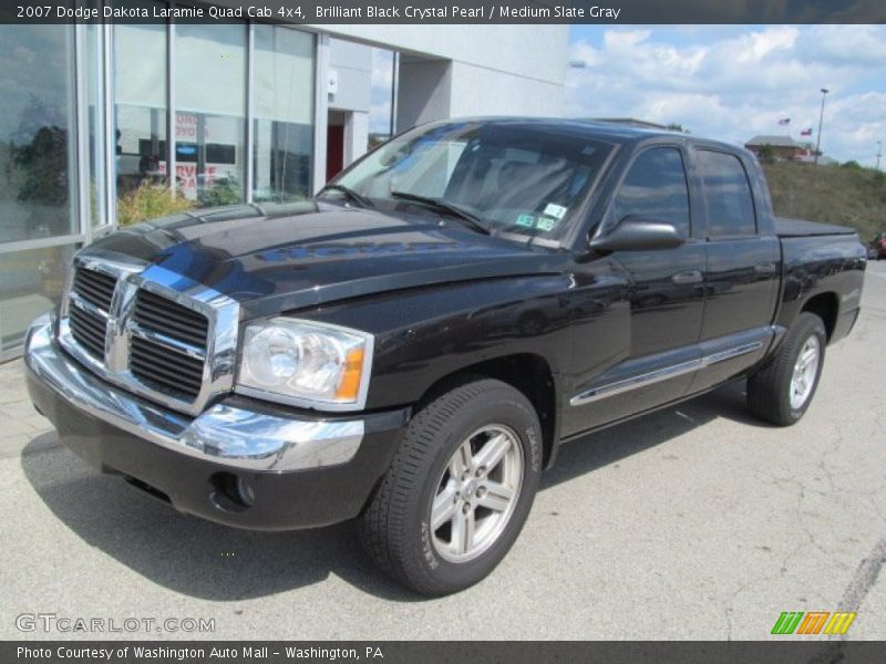 Brilliant Black Crystal Pearl / Medium Slate Gray 2007 Dodge Dakota Laramie Quad Cab 4x4