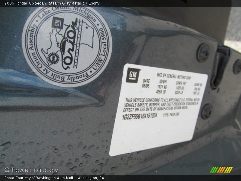 Stealth Gray Metallic / Ebony 2006 Pontiac G6 Sedan