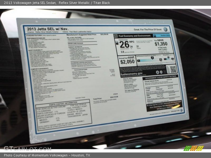 Reflex Silver Metallic / Titan Black 2013 Volkswagen Jetta SEL Sedan