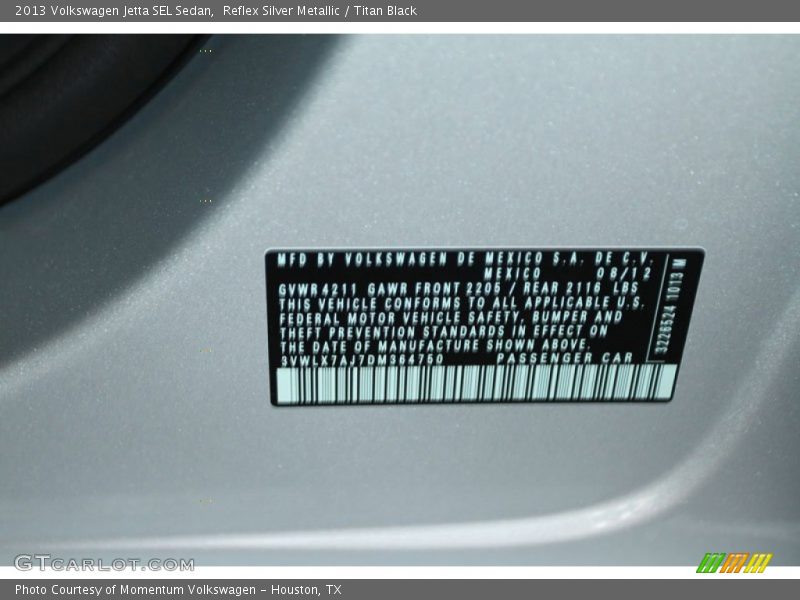 Reflex Silver Metallic / Titan Black 2013 Volkswagen Jetta SEL Sedan