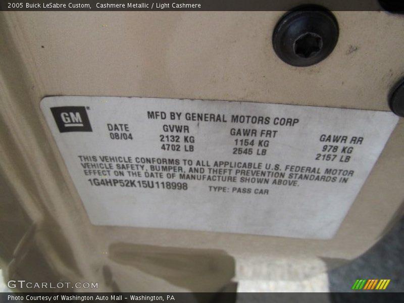 Cashmere Metallic / Light Cashmere 2005 Buick LeSabre Custom