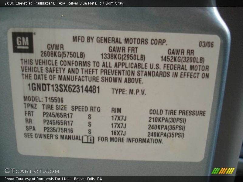 Silver Blue Metallic / Light Gray 2006 Chevrolet TrailBlazer LT 4x4