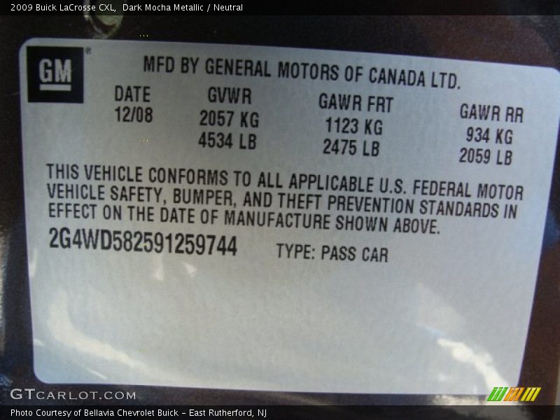 Dark Mocha Metallic / Neutral 2009 Buick LaCrosse CXL