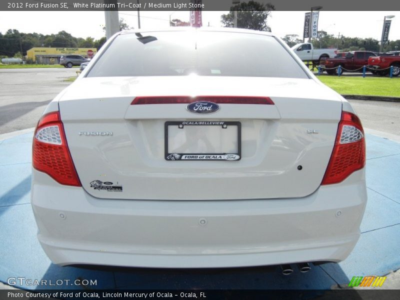 White Platinum Tri-Coat / Medium Light Stone 2012 Ford Fusion SE