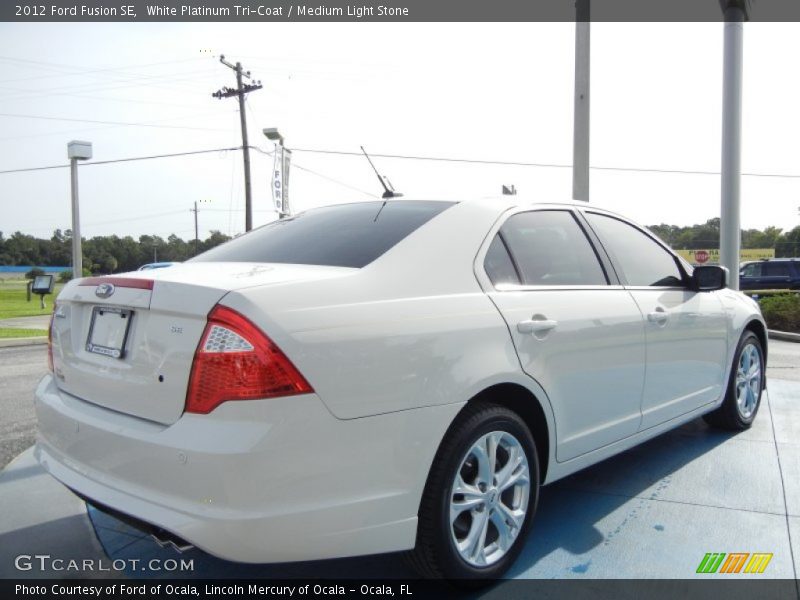 White Platinum Tri-Coat / Medium Light Stone 2012 Ford Fusion SE