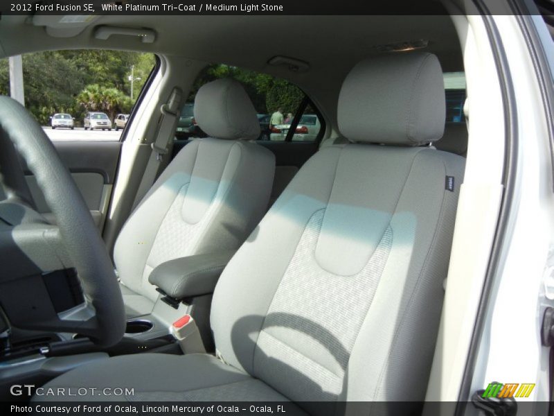 White Platinum Tri-Coat / Medium Light Stone 2012 Ford Fusion SE