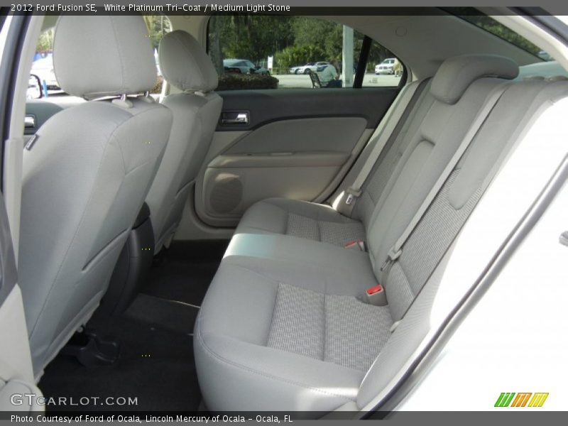 White Platinum Tri-Coat / Medium Light Stone 2012 Ford Fusion SE