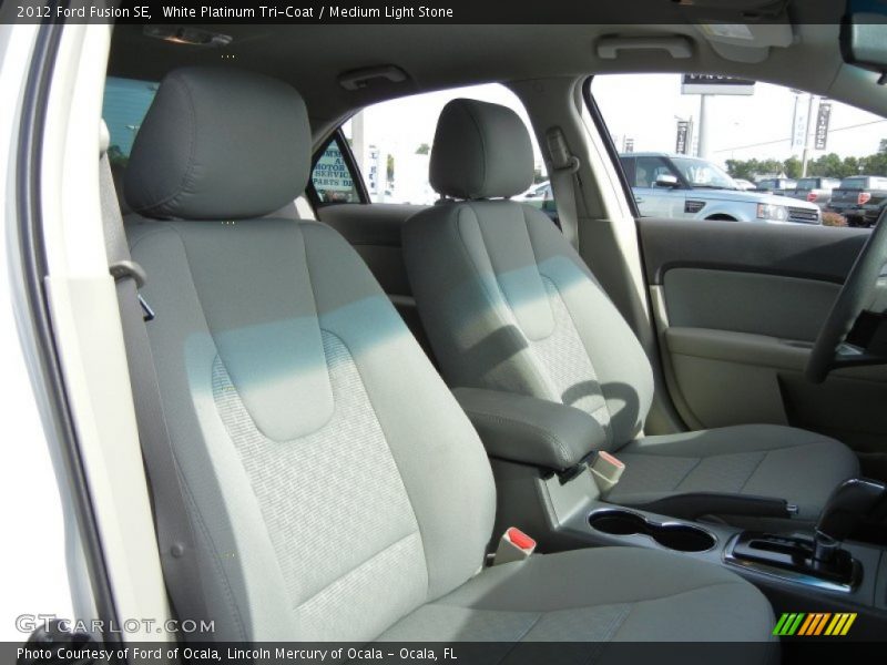 White Platinum Tri-Coat / Medium Light Stone 2012 Ford Fusion SE