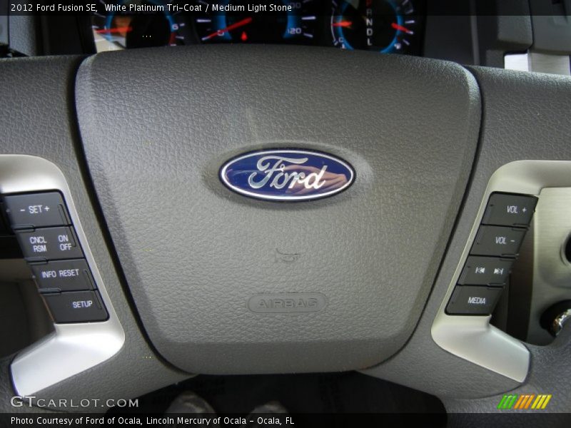 White Platinum Tri-Coat / Medium Light Stone 2012 Ford Fusion SE