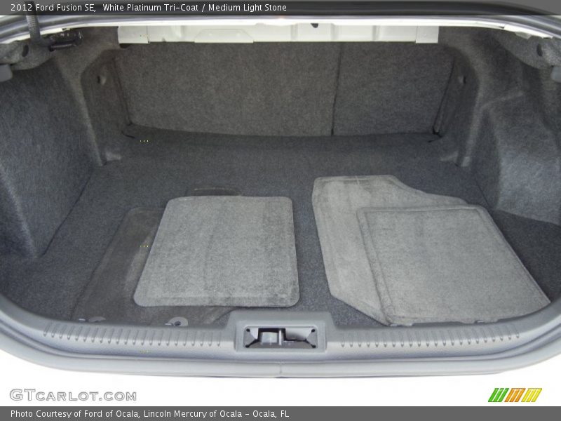 White Platinum Tri-Coat / Medium Light Stone 2012 Ford Fusion SE