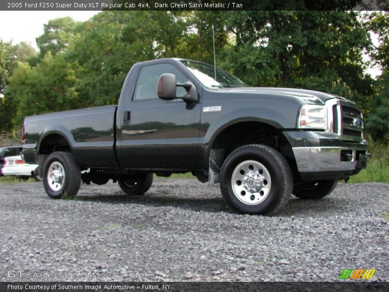 Dark Green Satin Metallic / Tan 2005 Ford F250 Super Duty XLT Regular Cab 4x4