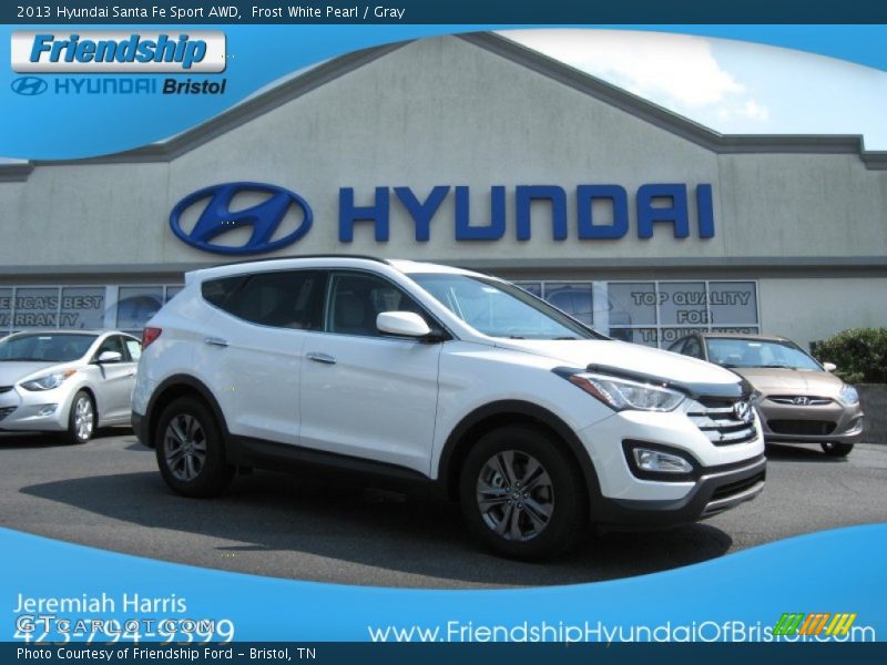 Frost White Pearl / Gray 2013 Hyundai Santa Fe Sport AWD