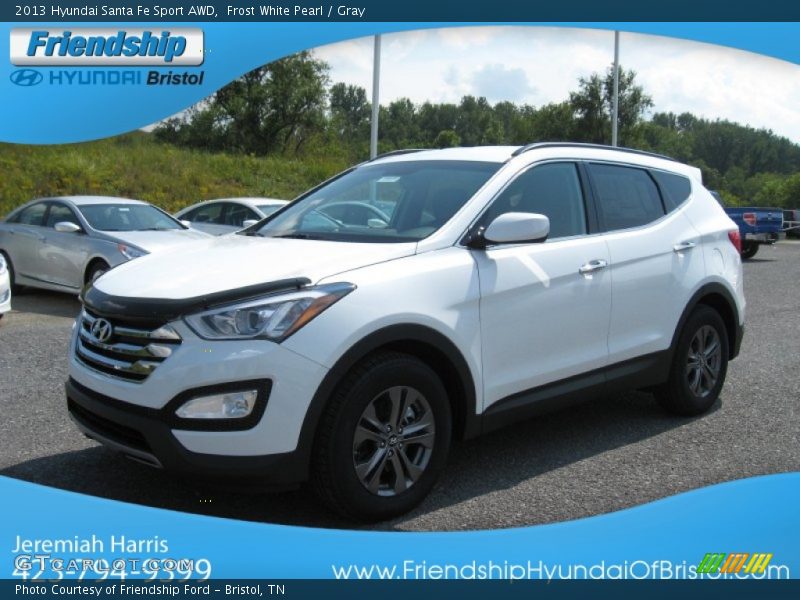 Frost White Pearl / Gray 2013 Hyundai Santa Fe Sport AWD