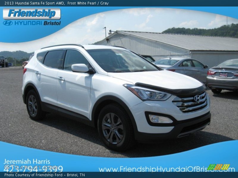 Frost White Pearl / Gray 2013 Hyundai Santa Fe Sport AWD