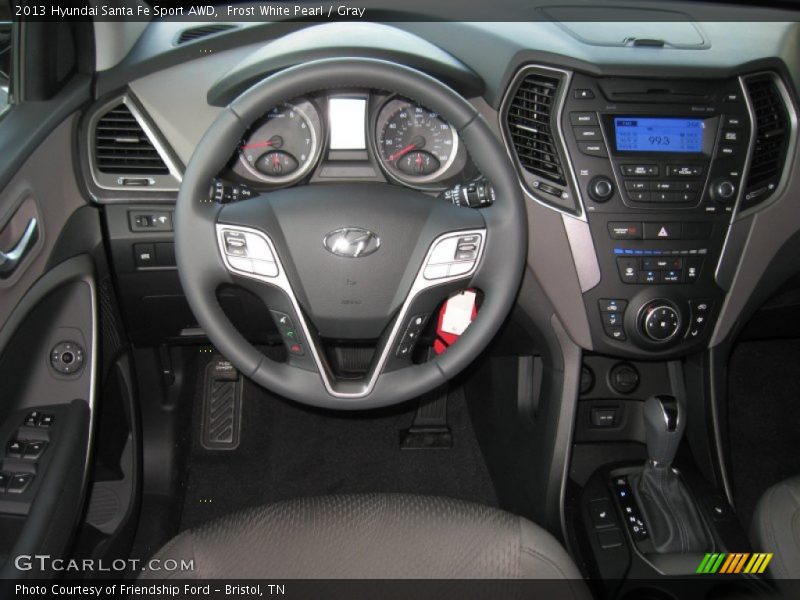 Frost White Pearl / Gray 2013 Hyundai Santa Fe Sport AWD