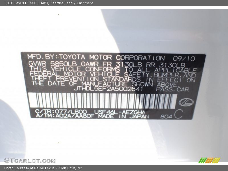 Starfire Pearl / Cashmere 2010 Lexus LS 460 L AWD