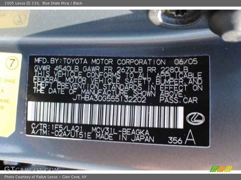 Blue Shale Mica / Black 2005 Lexus ES 330