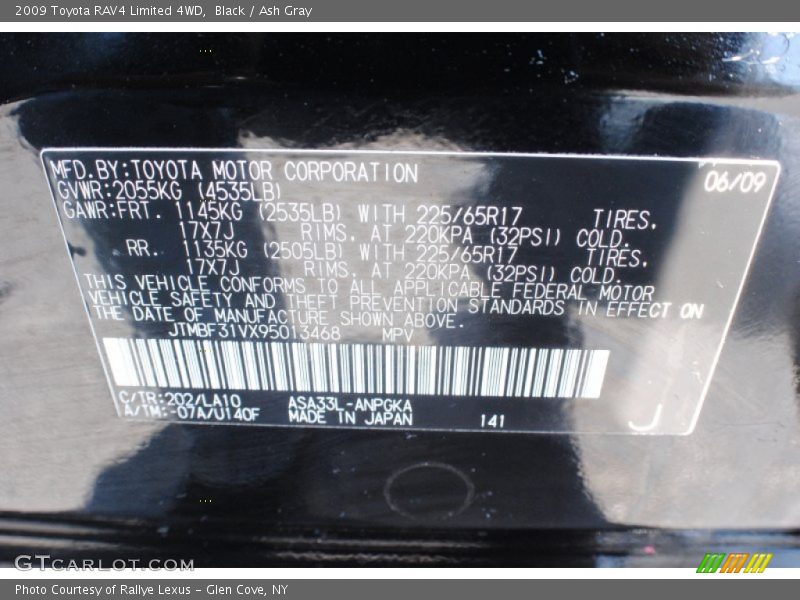 Black / Ash Gray 2009 Toyota RAV4 Limited 4WD