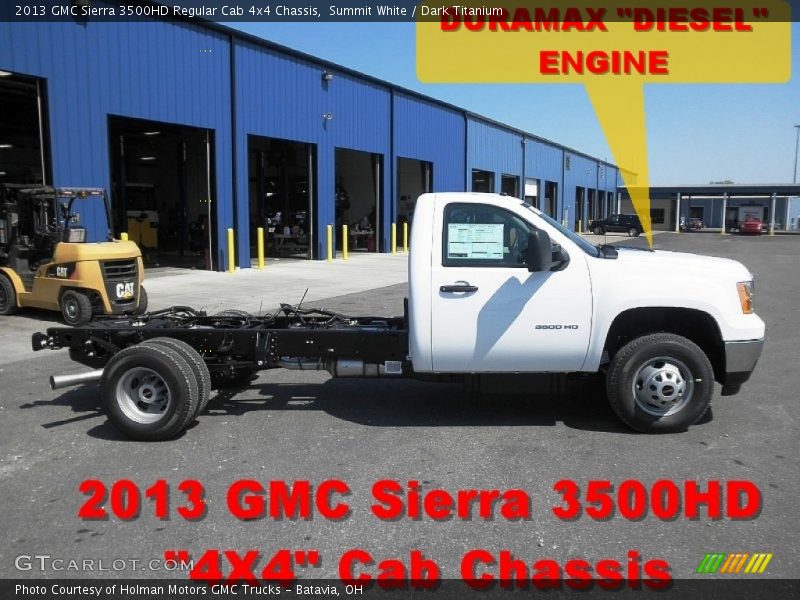 Summit White / Dark Titanium 2013 GMC Sierra 3500HD Regular Cab 4x4 Chassis