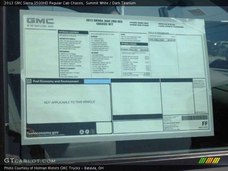 Summit White / Dark Titanium 2013 GMC Sierra 3500HD Regular Cab Chassis