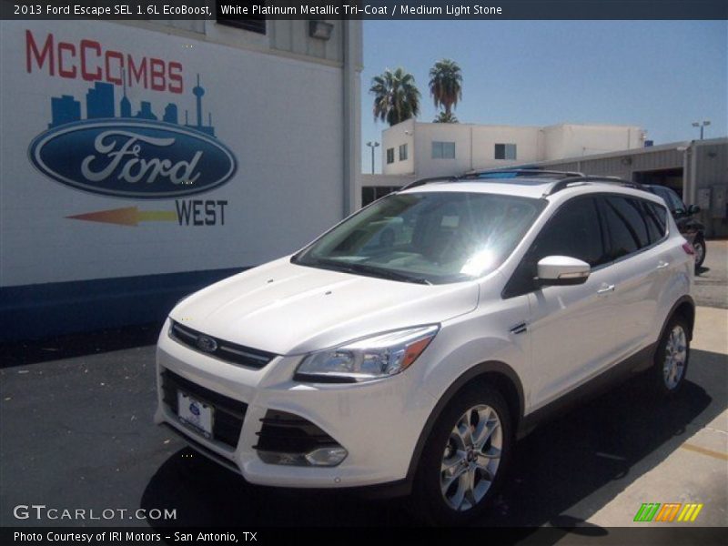 White Platinum Metallic Tri-Coat / Medium Light Stone 2013 Ford Escape SEL 1.6L EcoBoost