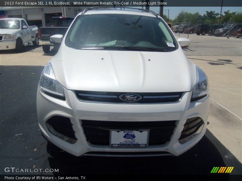 White Platinum Metallic Tri-Coat / Medium Light Stone 2013 Ford Escape SEL 1.6L EcoBoost