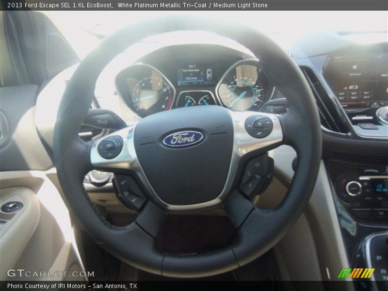 White Platinum Metallic Tri-Coat / Medium Light Stone 2013 Ford Escape SEL 1.6L EcoBoost