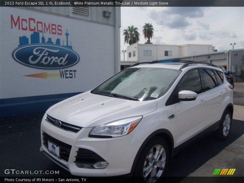 White Platinum Metallic Tri-Coat / Medium Light Stone 2013 Ford Escape SEL 1.6L EcoBoost