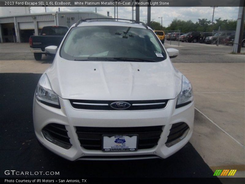 White Platinum Metallic Tri-Coat / Medium Light Stone 2013 Ford Escape SEL 1.6L EcoBoost