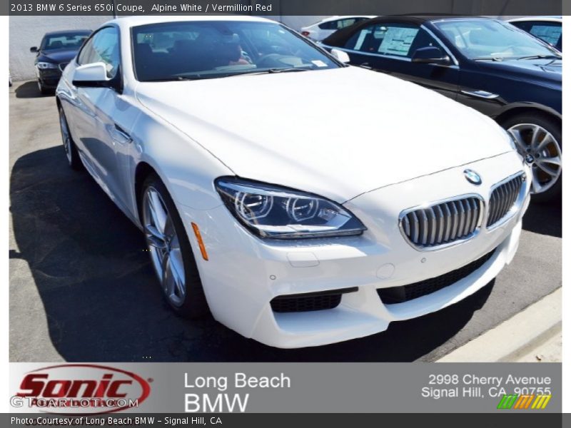 Alpine White / Vermillion Red 2013 BMW 6 Series 650i Coupe