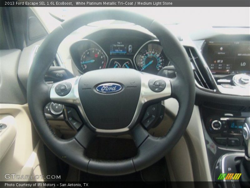 White Platinum Metallic Tri-Coat / Medium Light Stone 2013 Ford Escape SEL 1.6L EcoBoost