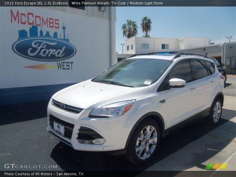 White Platinum Metallic Tri-Coat / Medium Light Stone 2013 Ford Escape SEL 1.6L EcoBoost