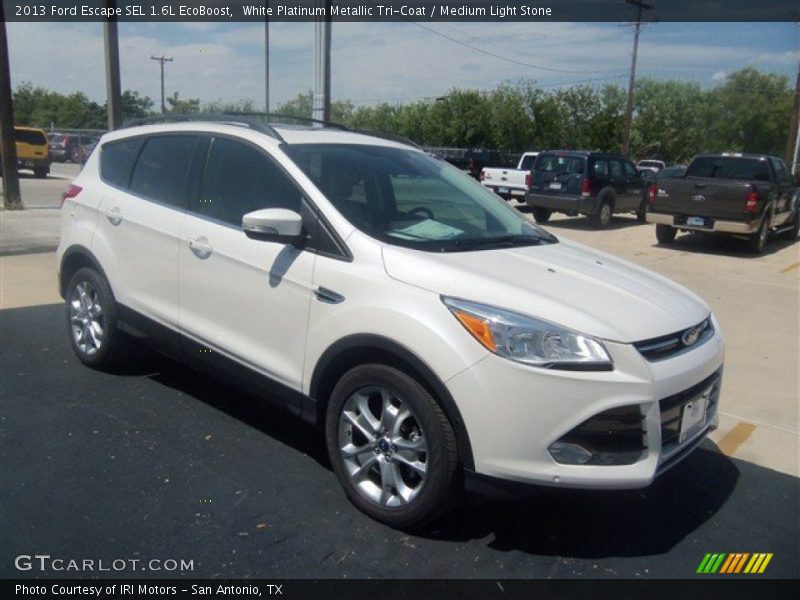 White Platinum Metallic Tri-Coat / Medium Light Stone 2013 Ford Escape SEL 1.6L EcoBoost
