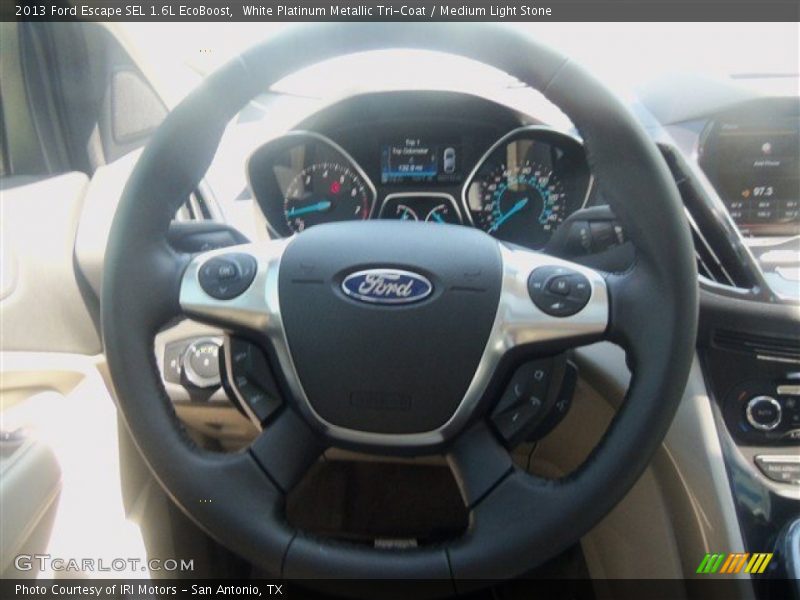 White Platinum Metallic Tri-Coat / Medium Light Stone 2013 Ford Escape SEL 1.6L EcoBoost
